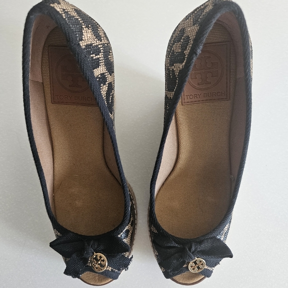 Tory Burch Jackie 110MM Espadrille Leopard Peep Toe Wedge 6.5 - Picture 2 of 12
